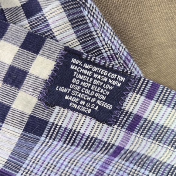Burberry London Nova Check Plaid Check Blue Purple L/S Cotton Shirt Mens Large - Picture 8 of 11
